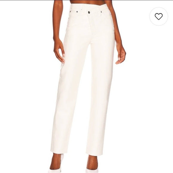 Agolde Recycled Leather Criss Cross Jeans Straight Leg Pants in White Size 31 - Picture 1 of 10